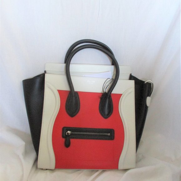 NEW CELINE PARIS ITALY Python Leather MINI LUGGAGE VERMILLON Tote Bag  NWT - Picture 2 of 10